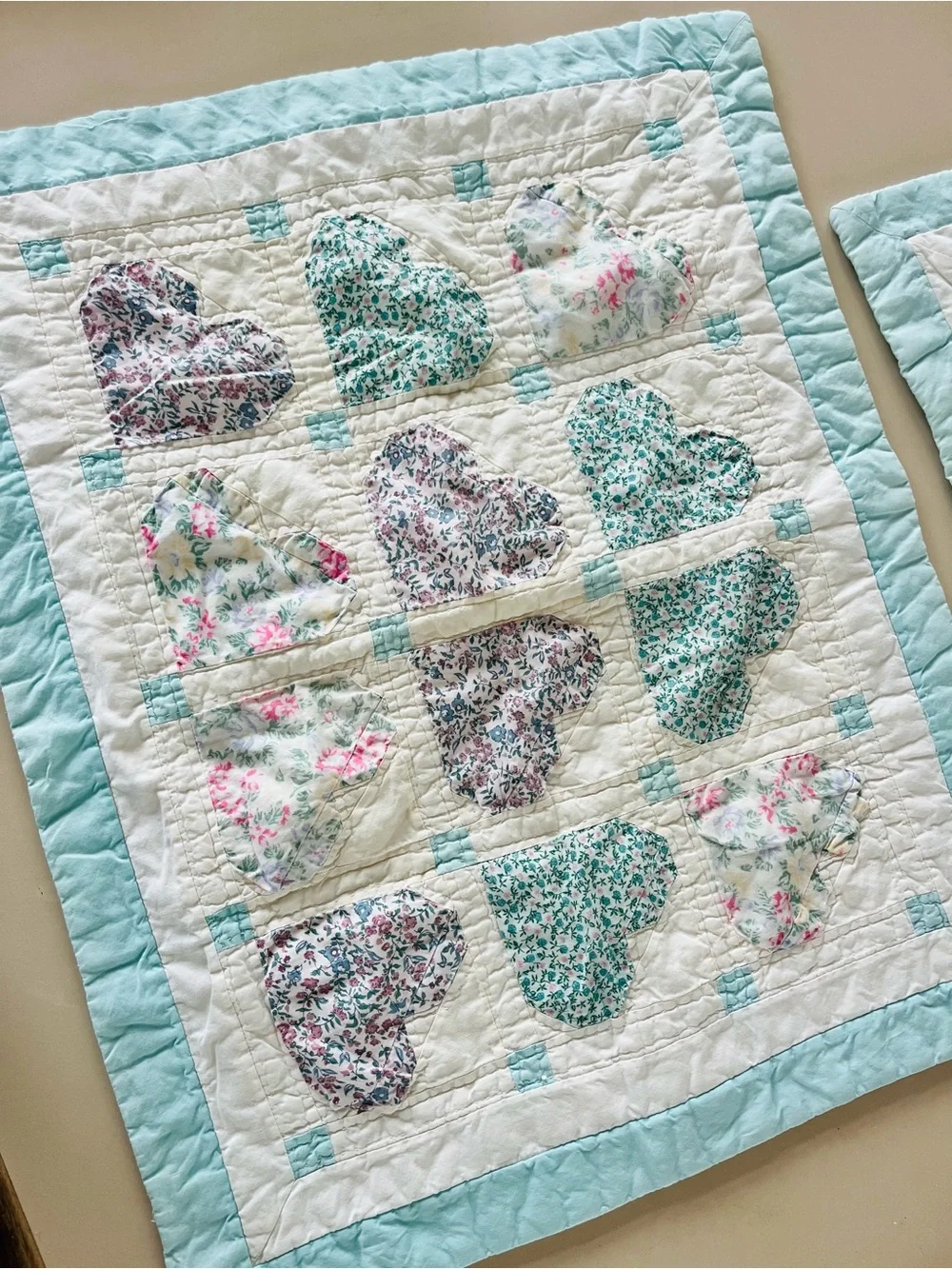 Vintage heart patch work pillow sham, pillow case